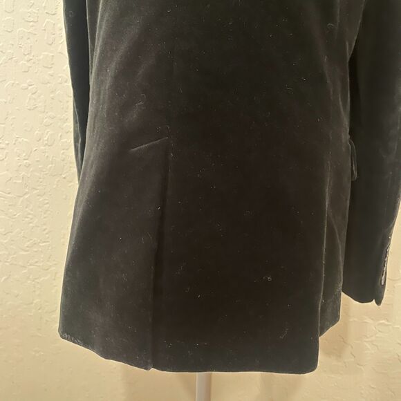 ~ Mens 40 Juicy Couture Velvet Blazer** Black Lined Flap Pockets 2 button Notch - Picture 13 of 15